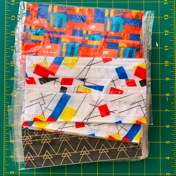 Accessories - Adult Face Masks—3-Layers, Breathable Colorful Abstract Patterns (Set of 25)